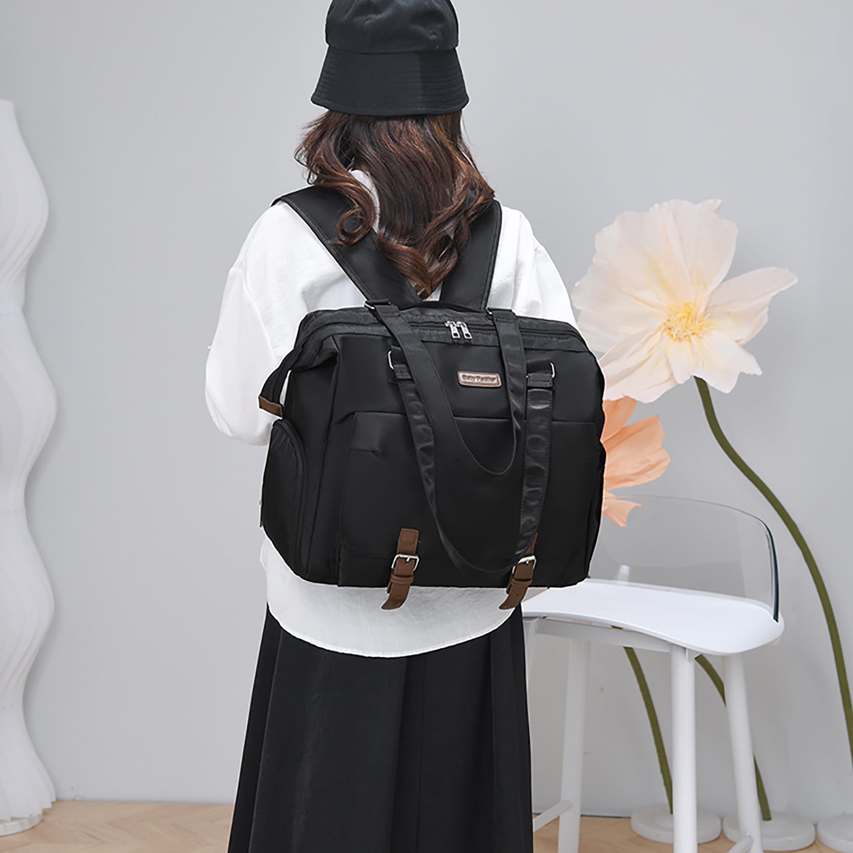 Fexkean Borsa fasciatoio con per fasciatoio,Borsa a tracolla multifunzione impermeabile pannolini da viaggio per mamma e papà,Tracolla Regolabile Zaino Cambio
