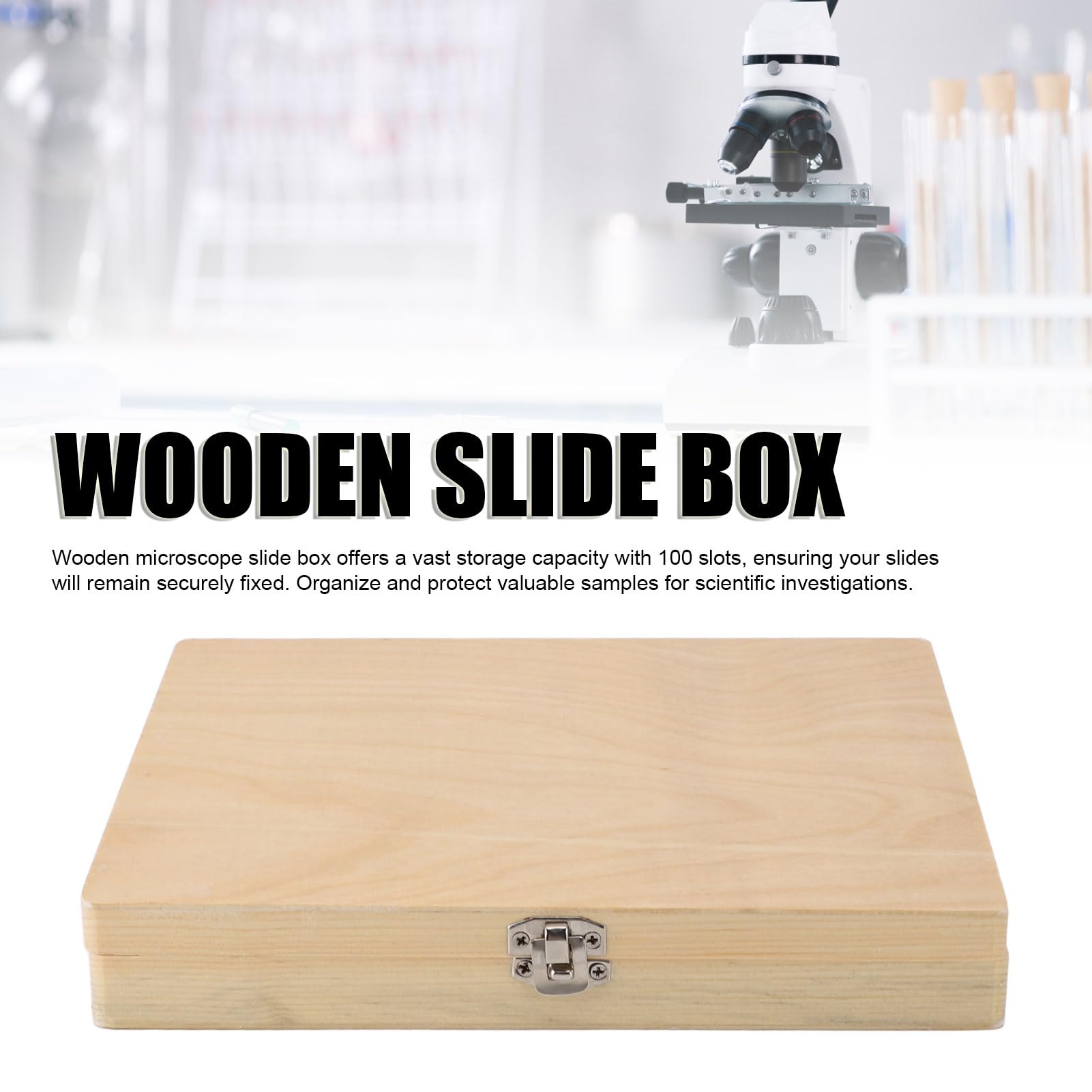 Scatola Legno Per Vetrini Microscopio - Con Serratura, Capacità 100 Vetrini, Per Laboratorio - Foto 8