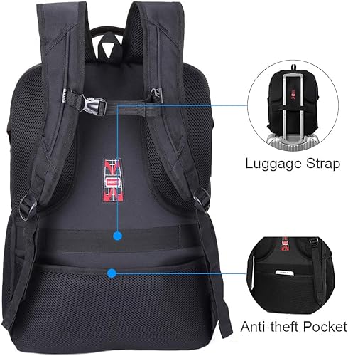 Miniatura 7 de Mochila de viaje para computadora portátil de 19 pulgadas, con puerto de carga USB, bolsa elegante