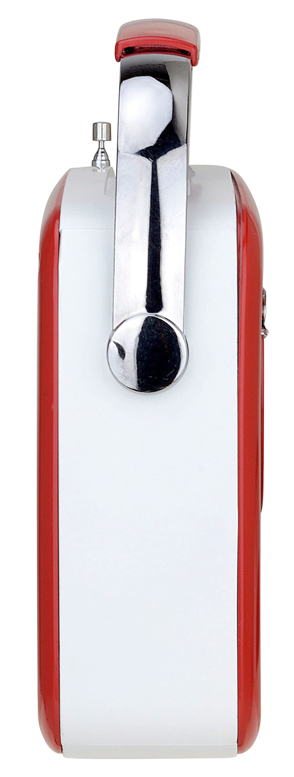 AKAI Radio portátil con diseño retro rojo - FM/AM, AUX, USB, tarjeta SD, MP3, conector para auriculares, antena telescópica