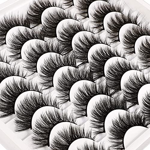 False Eyelashes Natural Faux Mink Lashes Pack Cat Eyes Fake Eyelashes Fluffy Thick Crossed Soft Reusable 3D Eye Lashes Multipack by Yawamica