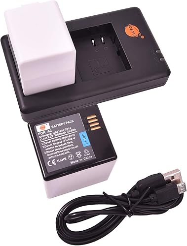 DSTE Repuesto para 2 baterías A2 + cargador dual rápido con cable micro USB compatible con Arlo Go (VMA4410)