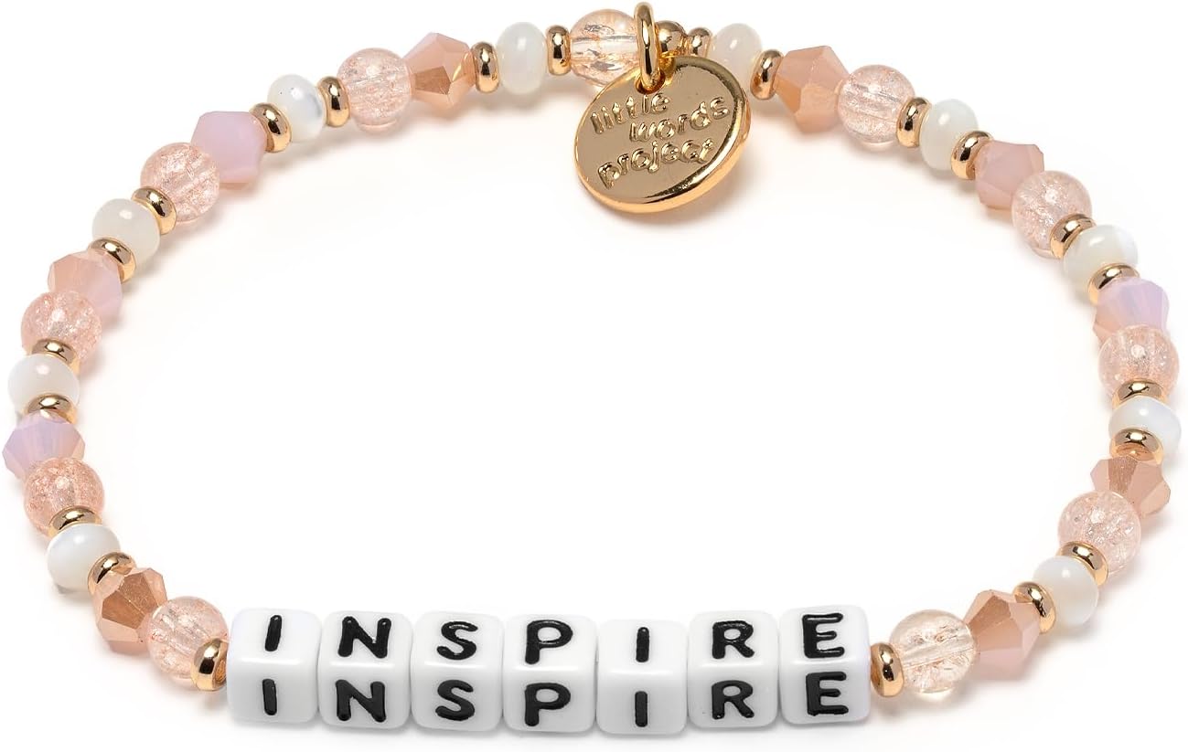 Little Words Project Inspire Bracelet, The Original Word Bracelet, Made with Colorful Beads and Plated Brass Hardware, Handcrafted Design & Positive Message