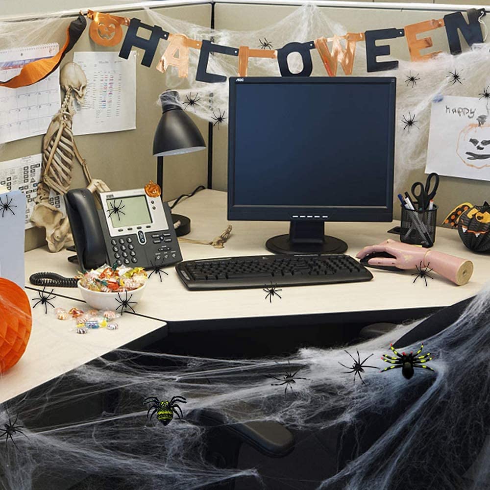 Halloween Spinnennetz Deko Set - 200g Netz Mit 60 Spinnen Für Gruselige Party