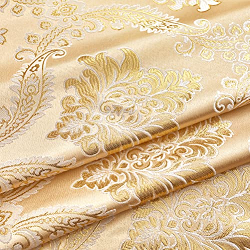 ELKCA Jacquard Luxury Gold Curtains Drapes Window Curtains for Living Room Bedroom Curtain,Grommet Top,2 Panles (Damask-Golden, 52" W x 84" L) - Cosy Home Interiors ELKCA Jacquard Luxury Gold Curtains Drapes Window Curtains for Living Room Bedroom Curtain,Grommet Top,2 Panles (Damask-Golden, 52" W x 84" L) - Image 8