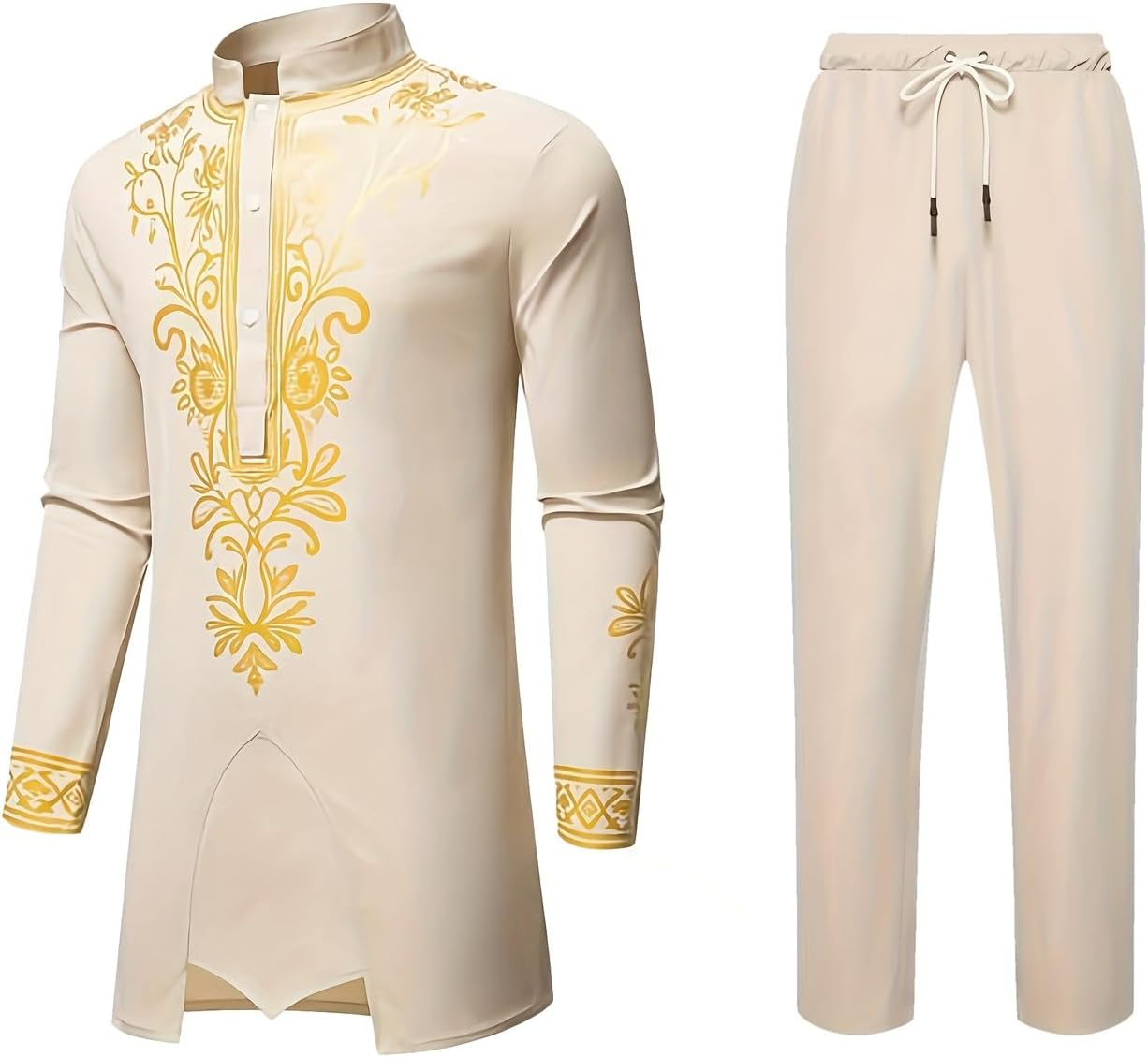 Fashion 2 Piece Set African Suits for Men Traditional Dashiki Shirt and Pants Wedding Clothing Attire Tracksuits