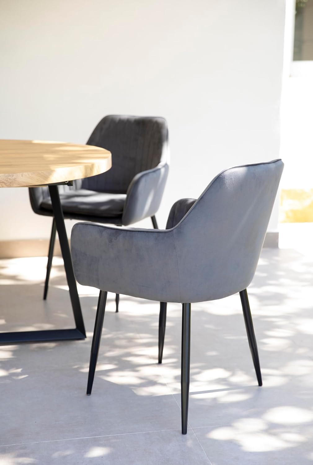 DUPI Sillón de Comedor JAVEA, Butaca tapizado en Antelina, Diseño Moderno, 58x58x86 cm (Pack 2 Unidades, Gris)