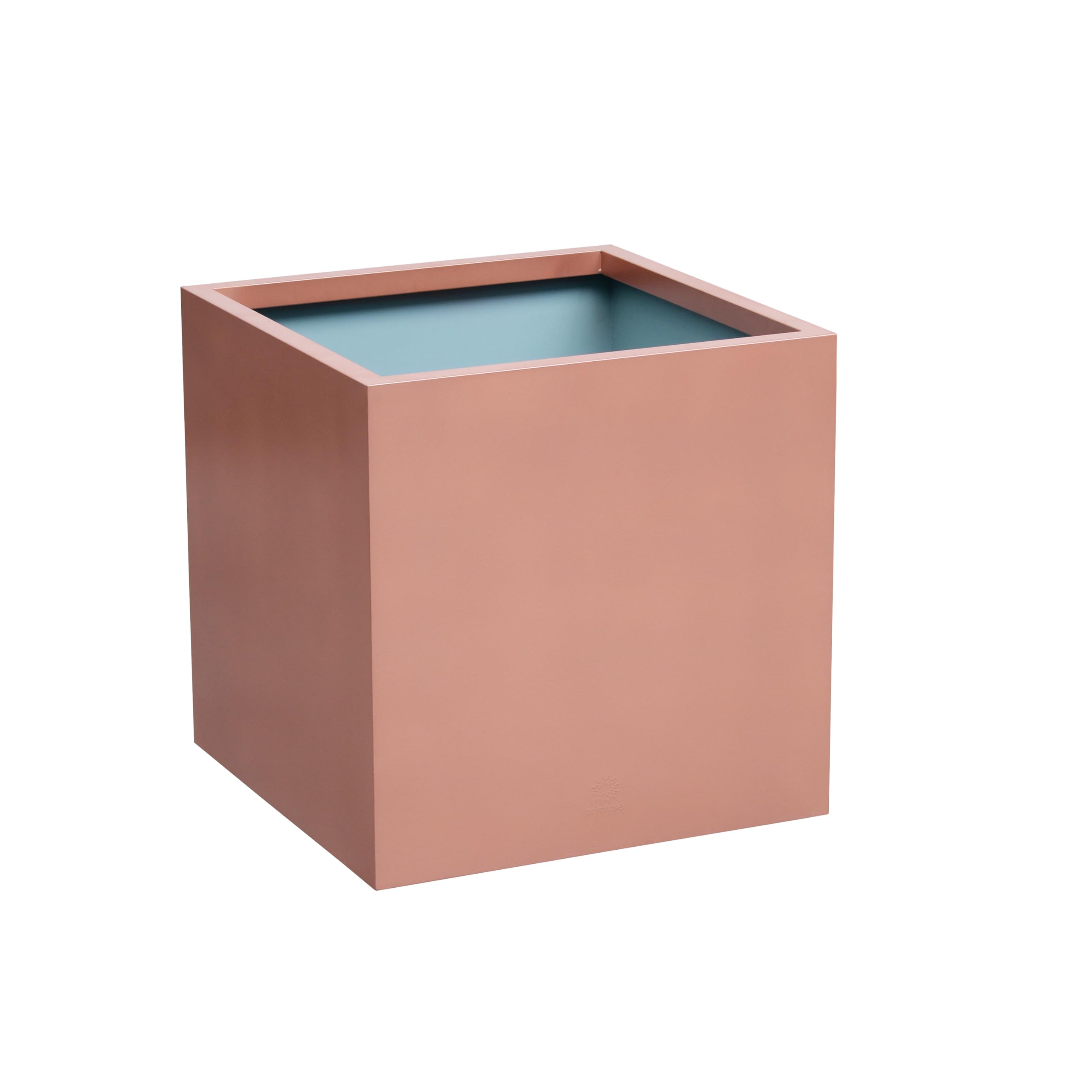 Primrose Frost and Rust-Resistant Outdoor Zinc Square Cube Planter in a Copper Finish XL (19.7in)