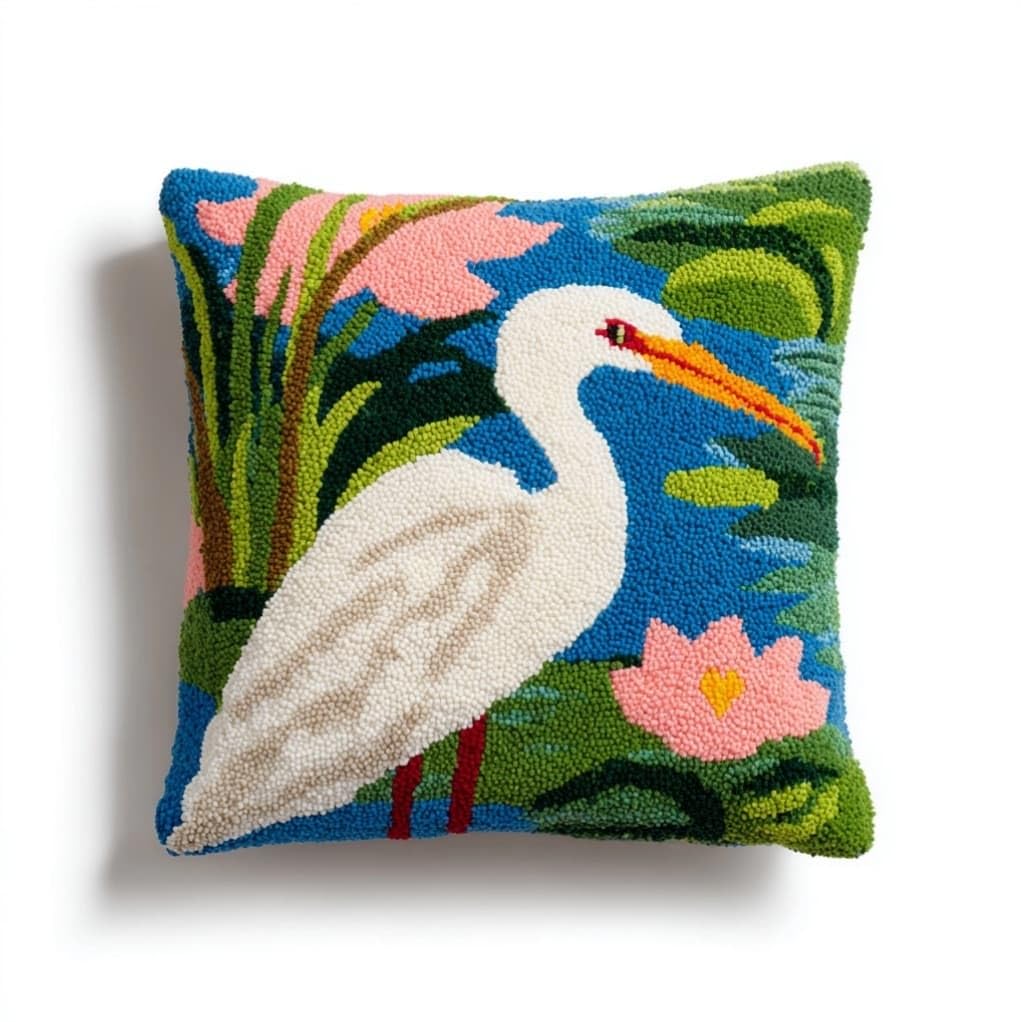 AxiangziK Latch Hook Crochet Cushion Kit,Animal egret