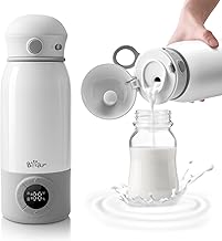 Bear Tragbarer Flaschenwärmer Baby für unterwegs, Schnell aufheizbarer elektrischer Milchwärmer ohne BPA, großes Fassungsvermögen von 500 ml für Muttermilch und Wasser, für Auto, Camping und Reisen