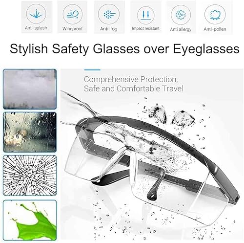Miniatura 9 de mozeeda Paquete de 5 gafas protectoras de seguridad con lentes transparentes antivaho resistentes a los arañazos y agarres antideslizantes para