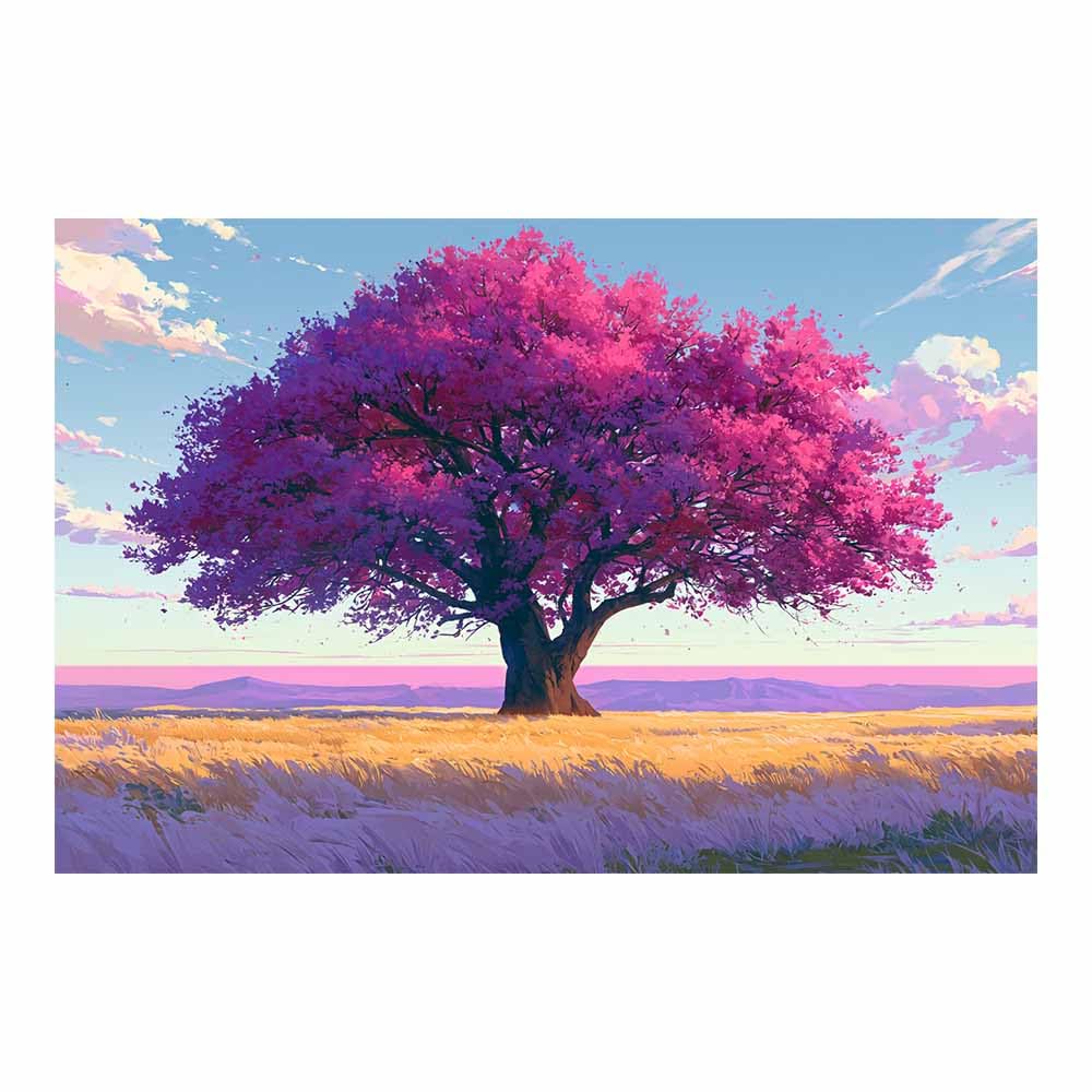 HOQIU Tree Wall Art Purple moon tree artwork, home canvas prints, for Bathroom Living Room Bedroom(Multicolor)-70x100cm Unframed