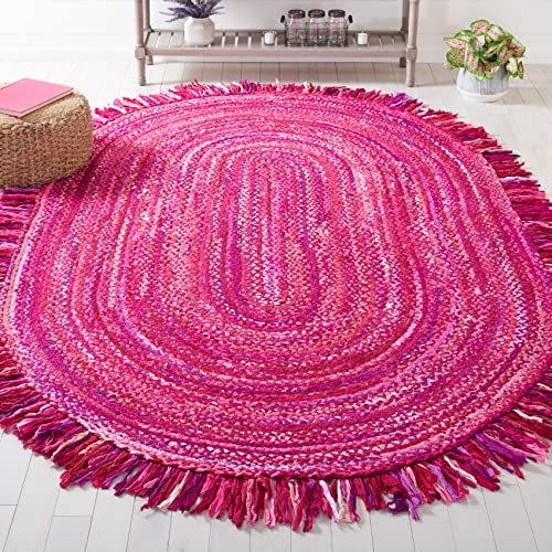 Tapete oval tejido SAFAVIEH 3' x 5' rosa fucsia