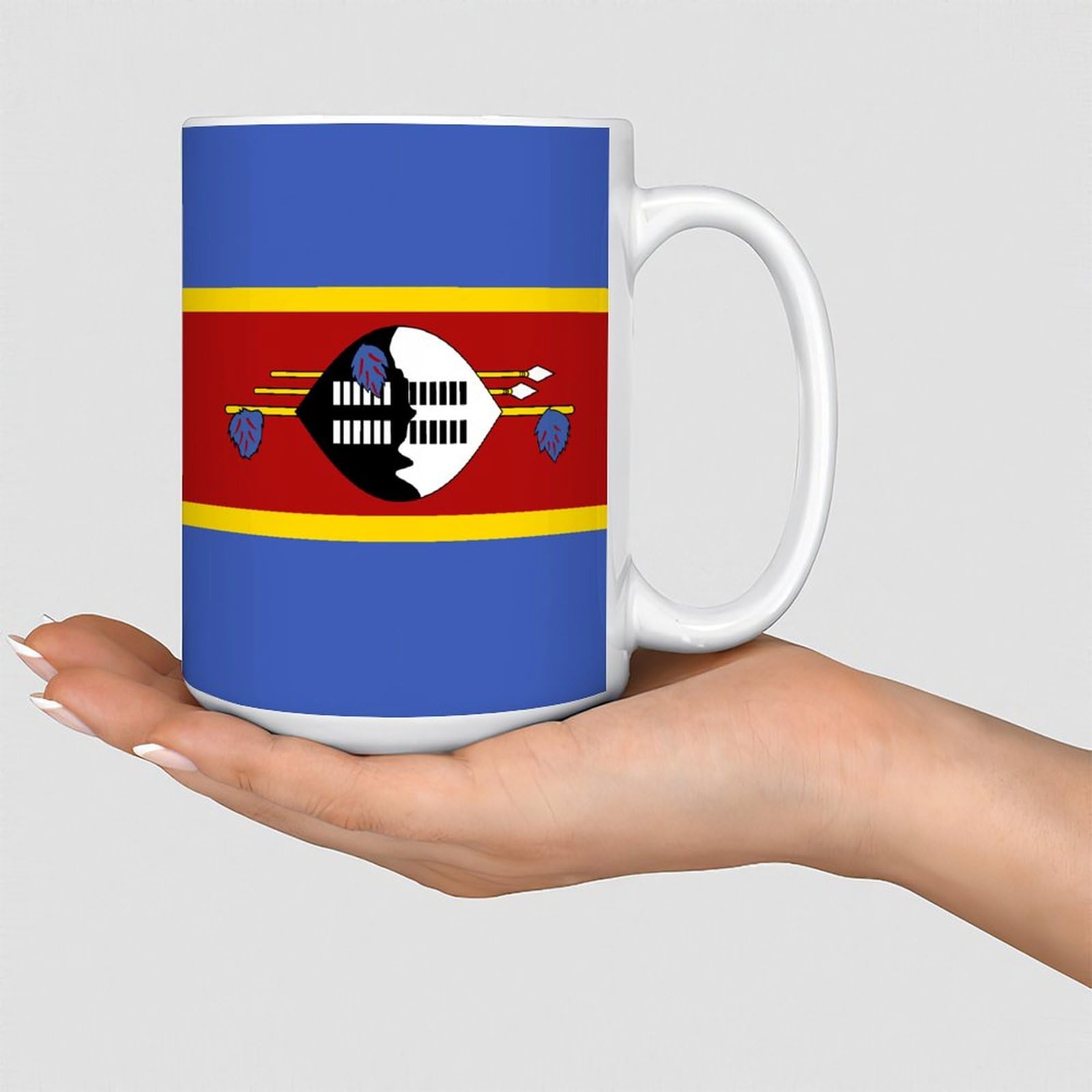 Wodevor Swaziland Coffee Mug 15oz Country Flag Patriotic Cute Coffee Cups Gifts for Boyfriend Girlfriend Best Friend Ceramic White