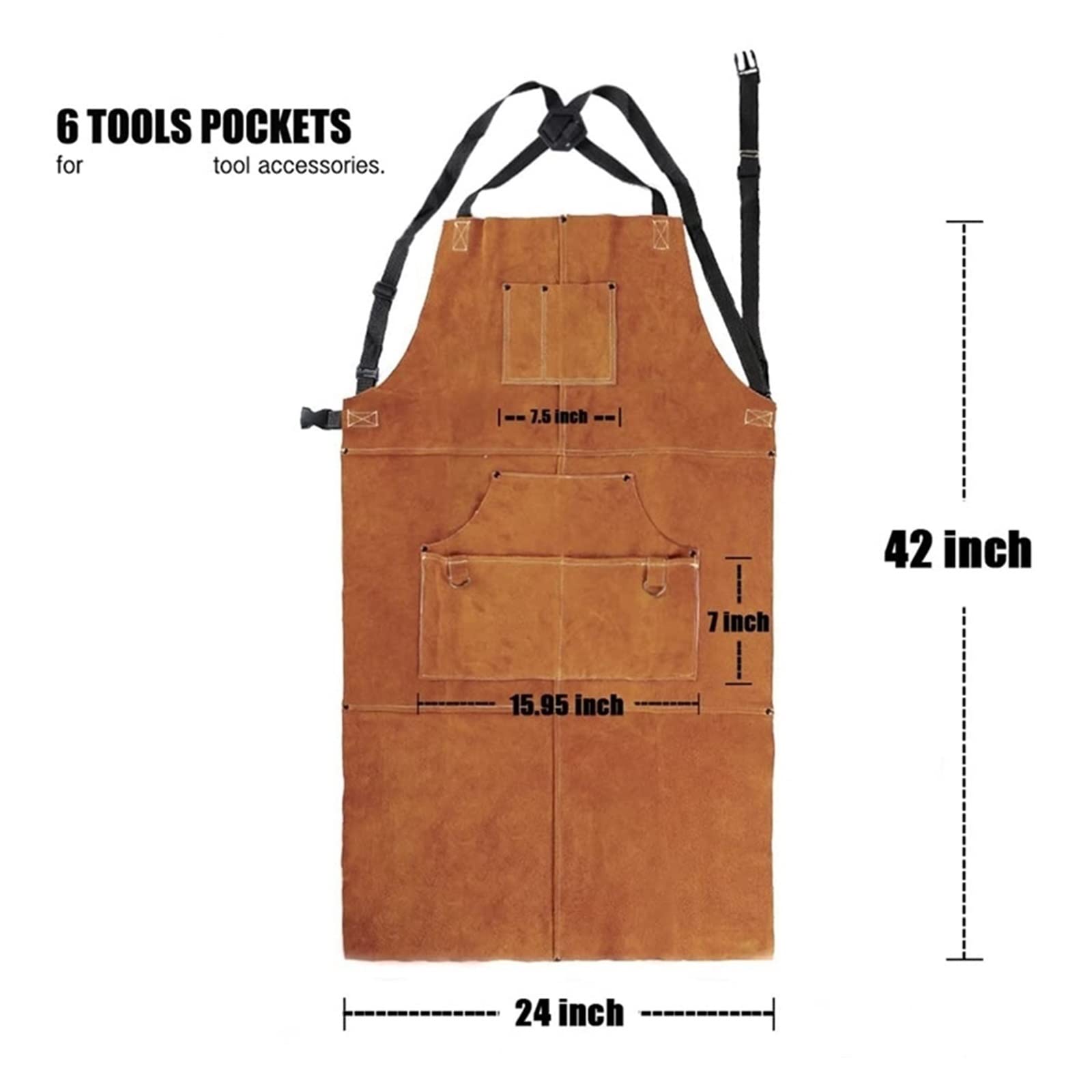Delantal de Trabajo, Atral de soldadura resistente al calor de cuero delantal de trabajo de servicio pesado delantal de forja, delantal de soldadura de cuero, resistente al calor