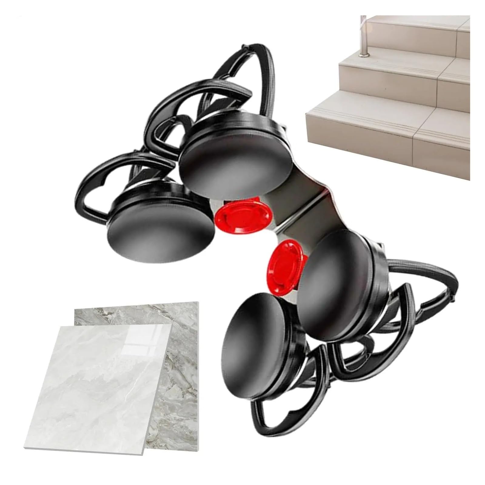 Leprem Four Suction Cups 90 Degree Heavy Duty Suction Cup Granite Seam Guide Setter Floor Clamp Floor Gap Fixer Tool(Four Suction Cups)