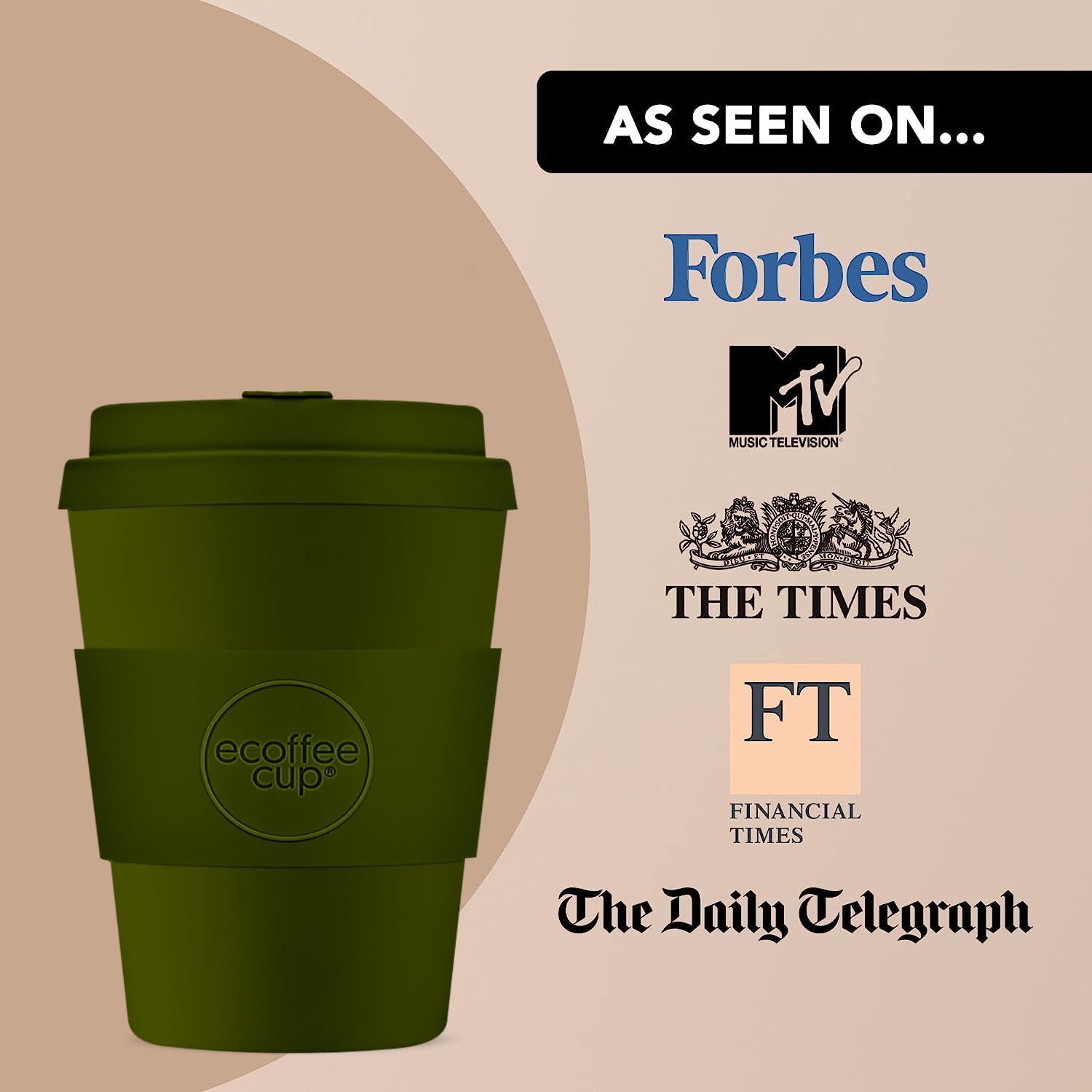 Ecoffee Cup 8oz 240ml Reusable Eco-Friendly 100% Plant Based Coffee Cup with Silicone Lid & Sleeve - Image 4