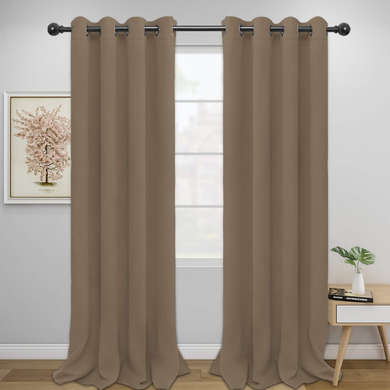 Easy-Going Blackout Curtains for Bedroom, Solid Thermal Insulated Grommet and Noise Reduction Window Drapes, Room Darkening Curtains for Living Room, 2 Panels (52x108 in,Camel) — image 1