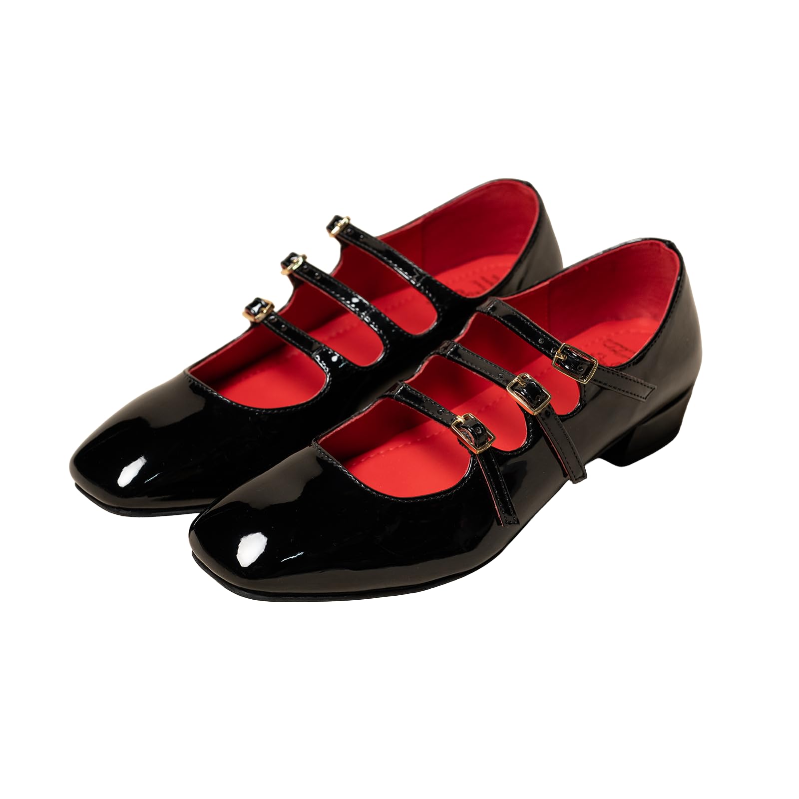 Theater Kelly Jr Women Mary Jane Flats | Triple Buckle Strap Square Toe Shoes | Comfortable & Stylish for Formal and Casual Fashion