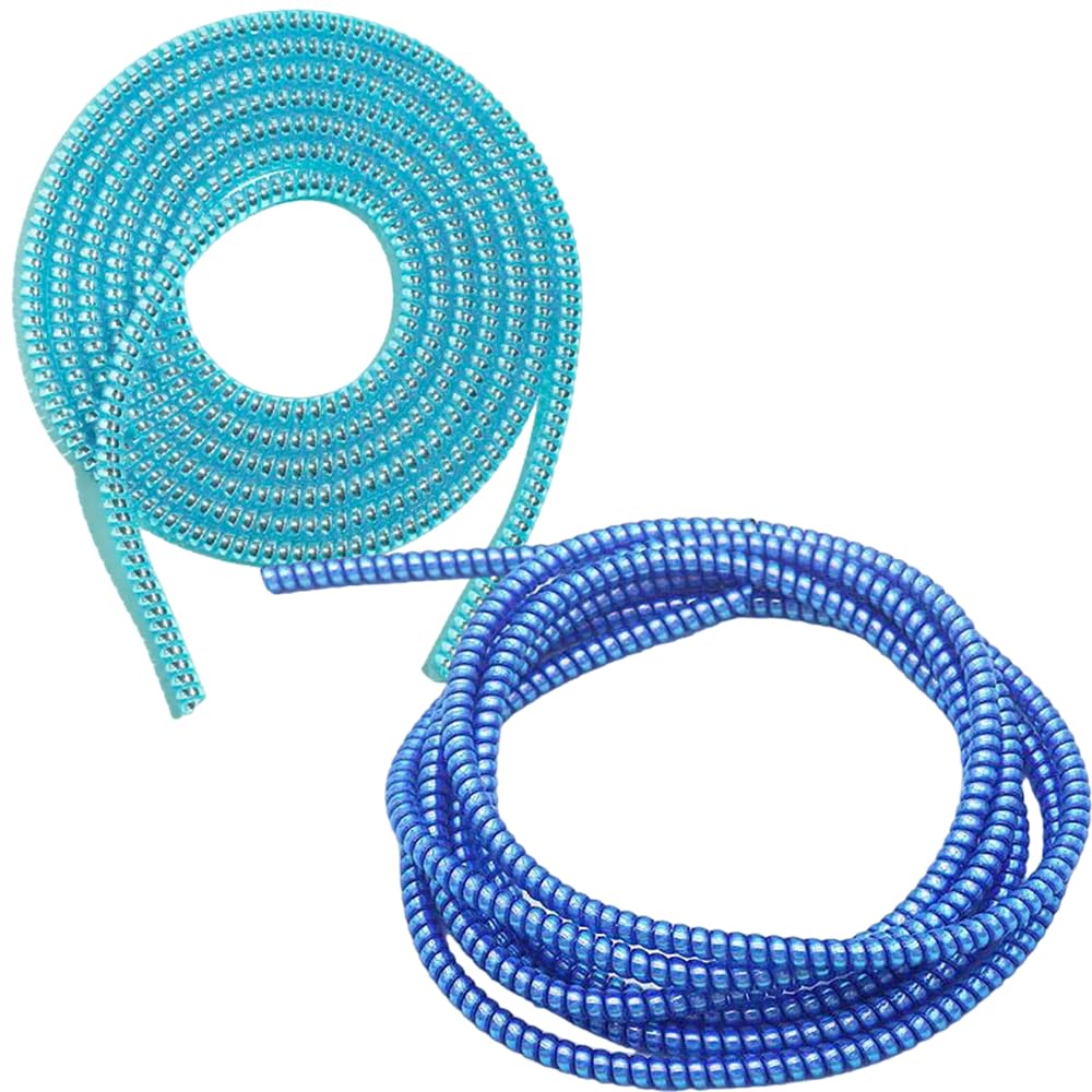 Spiral Cable Protector - Metallic Finish Silicone Cable Management Solution with Cable Organizer, Wire Cover, and Cord Wrap - Keep Your Cables Tangle-Free and Protected (Blue + Light Blue)