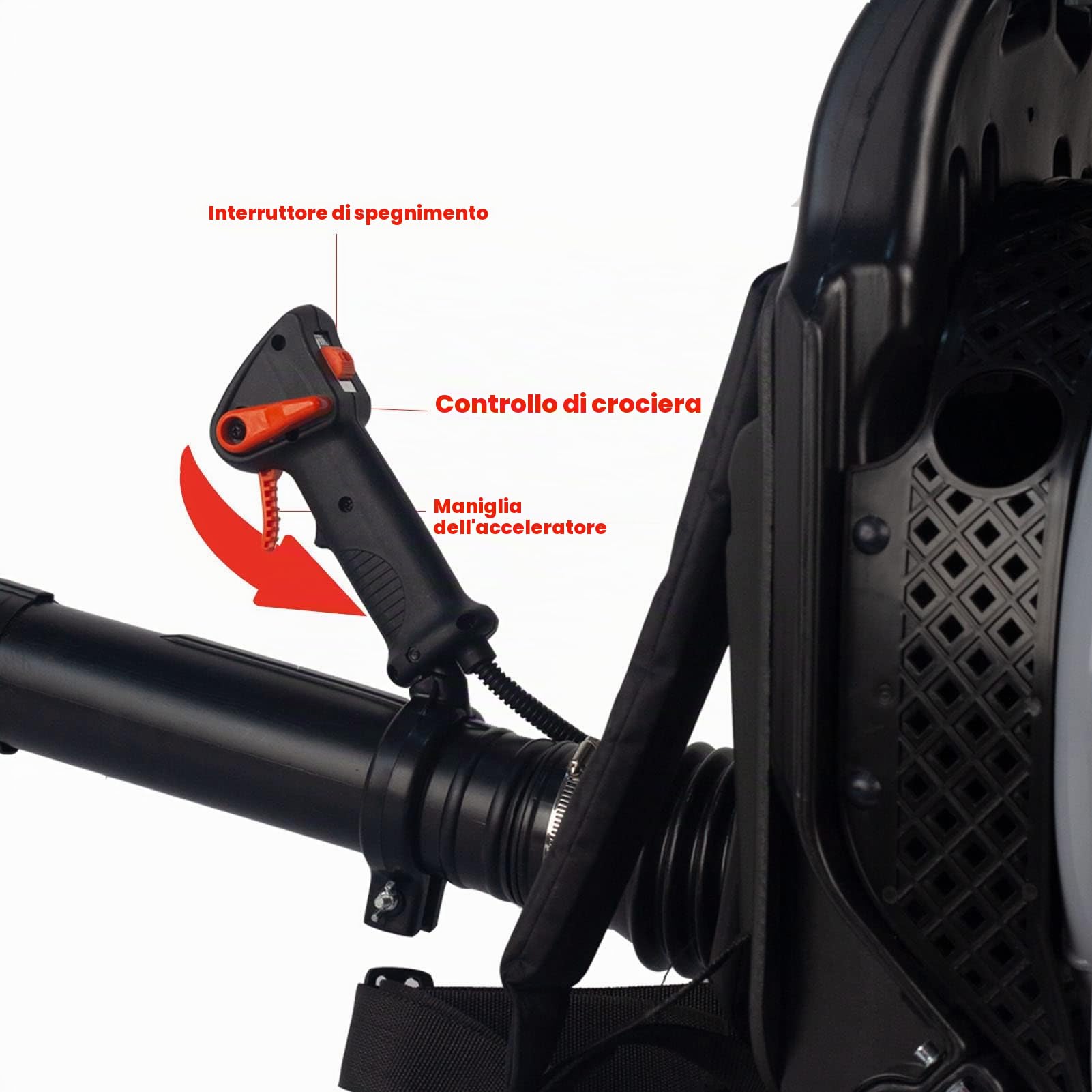 Sgombraneve a Spalla Pneumatica 65cc ad Alte Prestazioni Sgombraneve a Benzina Raffreddata ad Aria 2 Tempi 840CFM 3,8 HP Sgombraneve a Palette Sgombraneve a Neve Sgombraneve a Erba
