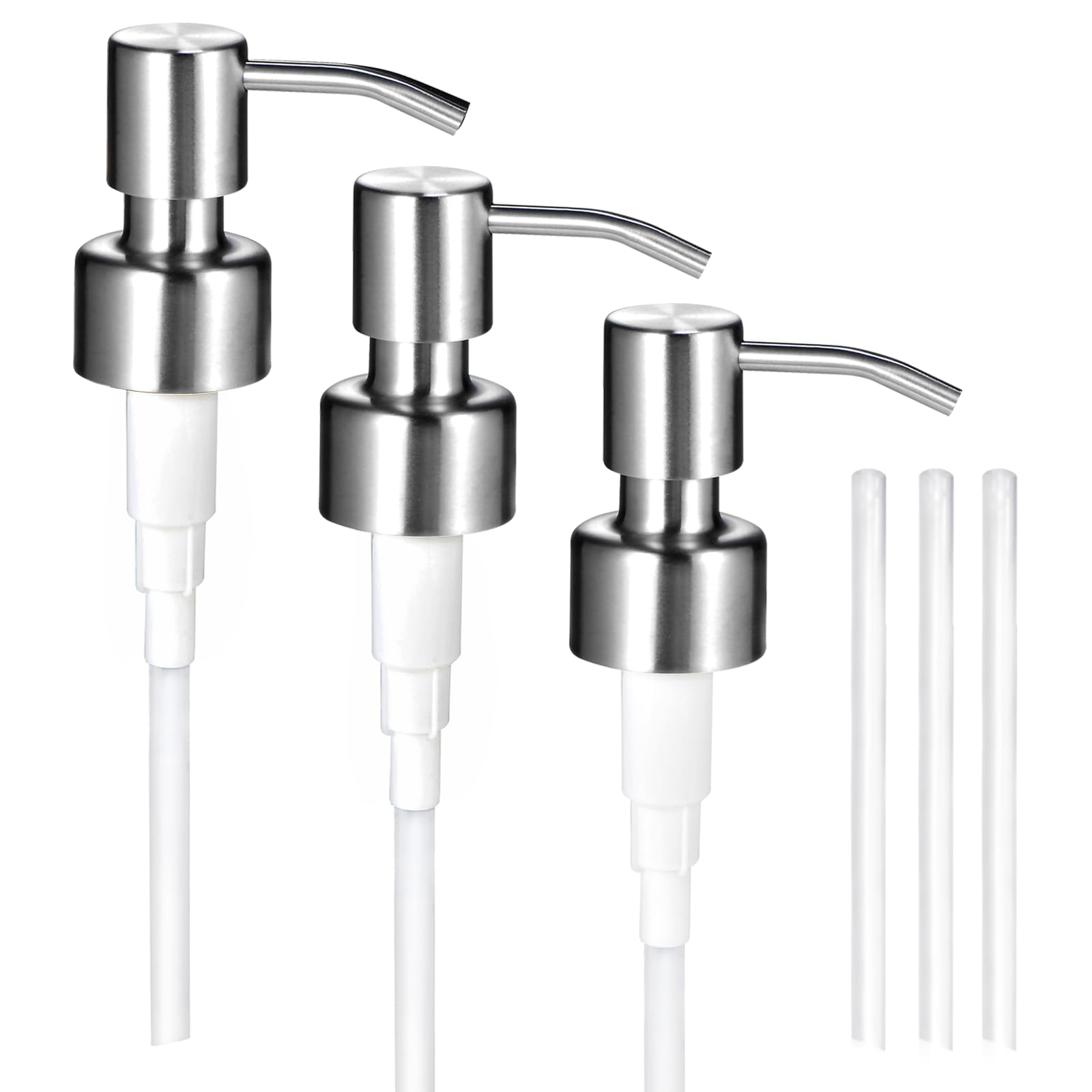 Photo 1 of 3PC Soap Dispenser Lids - Stainless Steel Replacement Pump (Brushed Nickel)