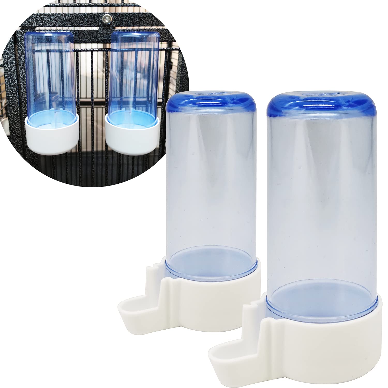 BPS 2 Pcs Comedero/Bebedero para Jaula Grande para Loro Conejo Tamaño L Longitud 13 cm BPS-15403 * 2