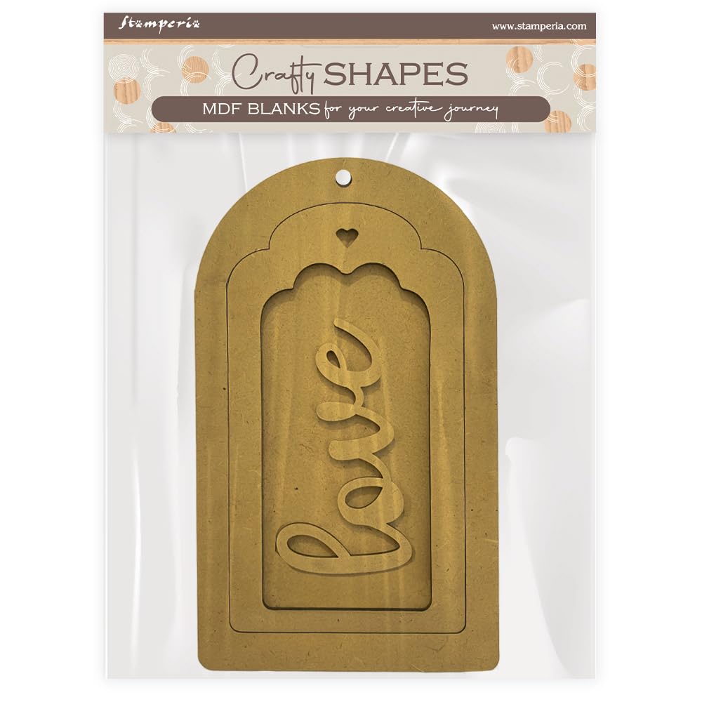 Stamperia - Crafty Shapes for Scrapbooks, Albums, Cards, Bullet Journals and More, Decorate with Papers and Paint, Perfect for Hobbies, Crafts, and Gifting (Timeless, Tag)