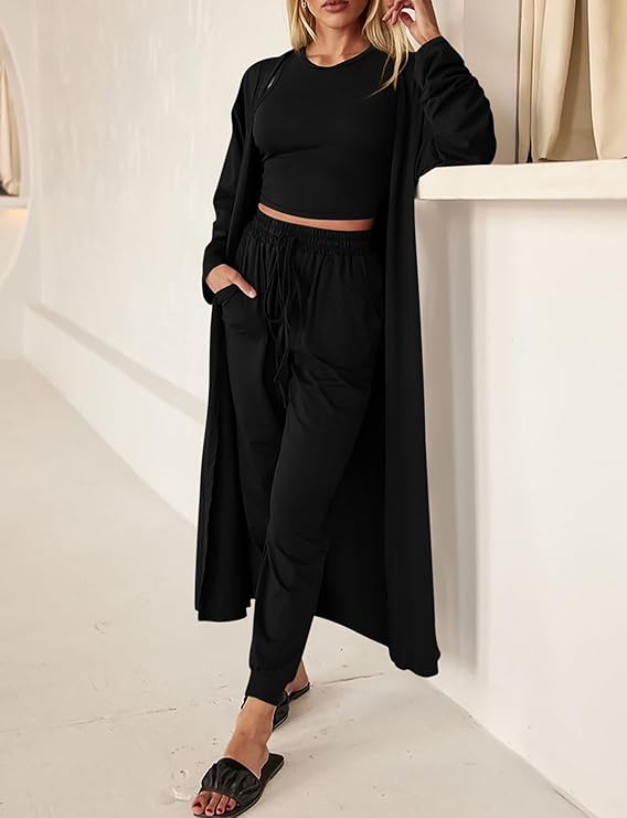 Spring Outfits: Chic 3-Piece Lounge Set for Women