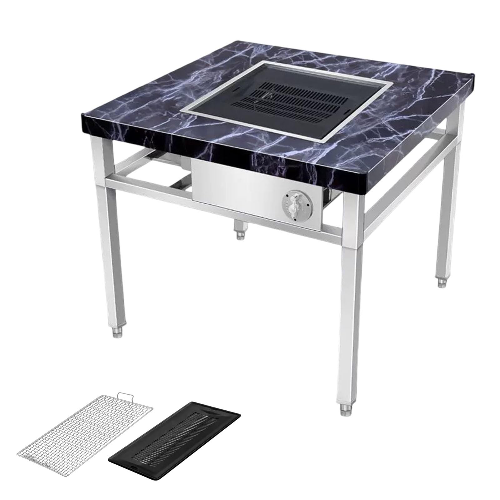 Smokeless BBQ Grill Table, Charcoal Grill Table with Cooking Plate & Grate,