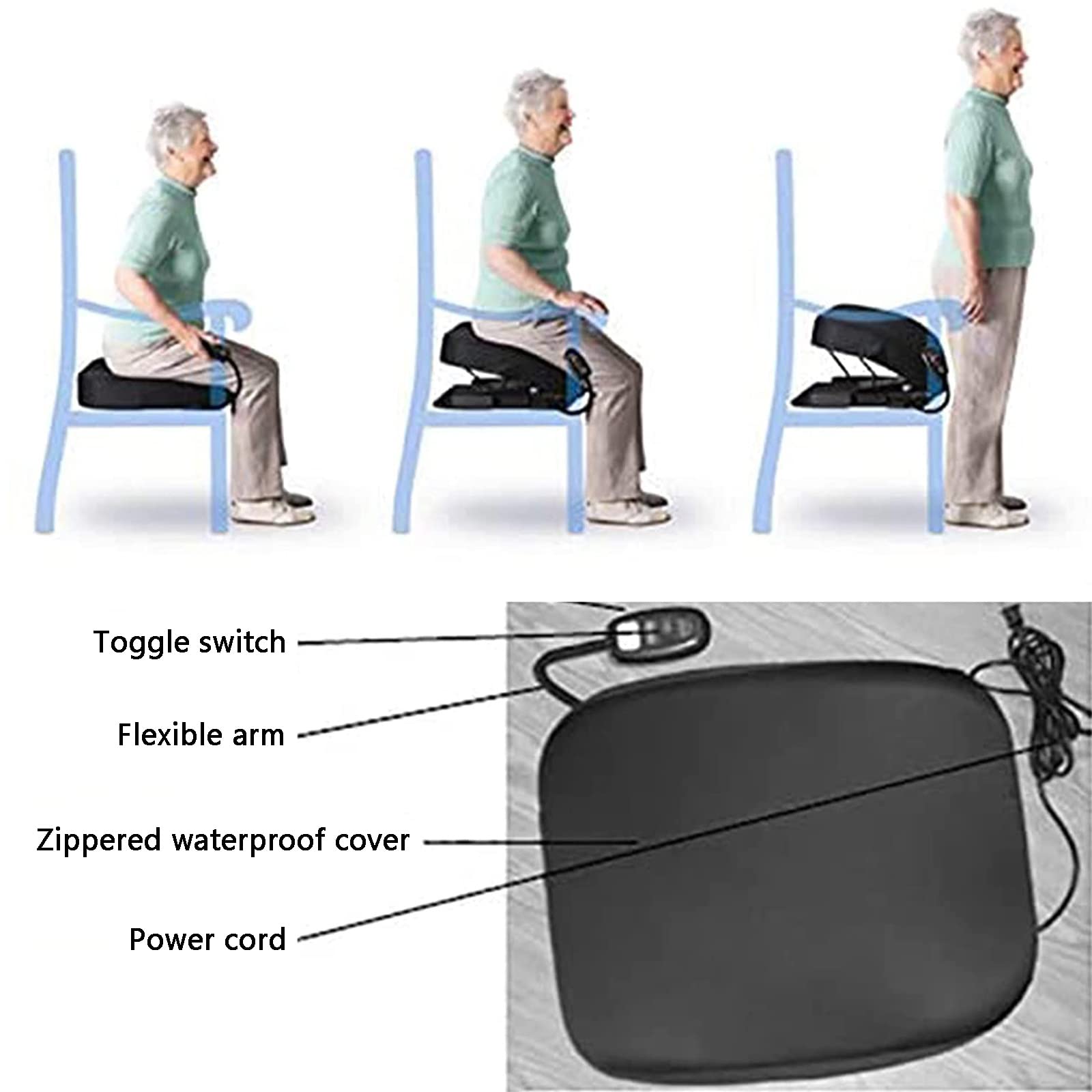 パワーリフティングチェアクッションモビリティエイド調節可能なリフトリフトシート Amazon.co.jp: WJW パワーリフティングチェアクッション