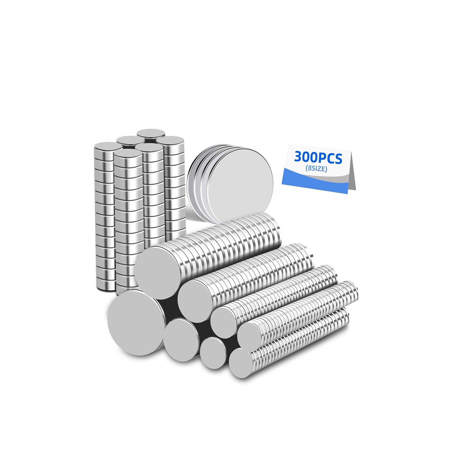 300Pcs Neodymium Magnets,8 Different Size Round Magnets Rare Earth Magnets Small Heavy Duty Magnets for Office,School?Industrial