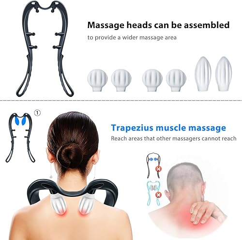 Miniatura 2 de Masajeador de cuello, espalda y masajeador, herramientas de masaje de punto gatillo, hombro trasero de mano para aliviar el dolor de tejido profundo