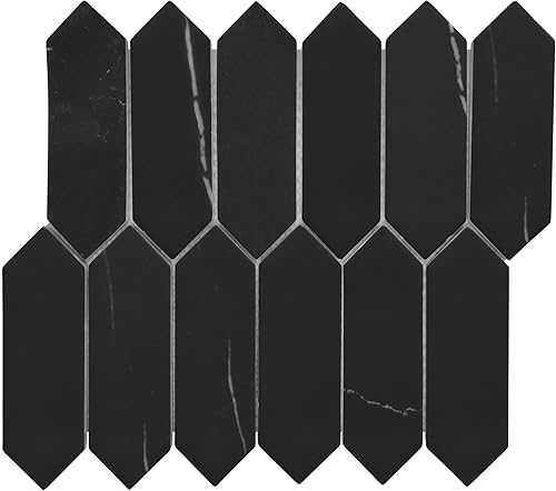 Sunwings Mosaico hexagonal largo para cocina, baño, salpicadero, mármol marquina, color negro, aspecto de piedra de piquete y baldosas de piso, 10 disponible en Yaxa Venezuela