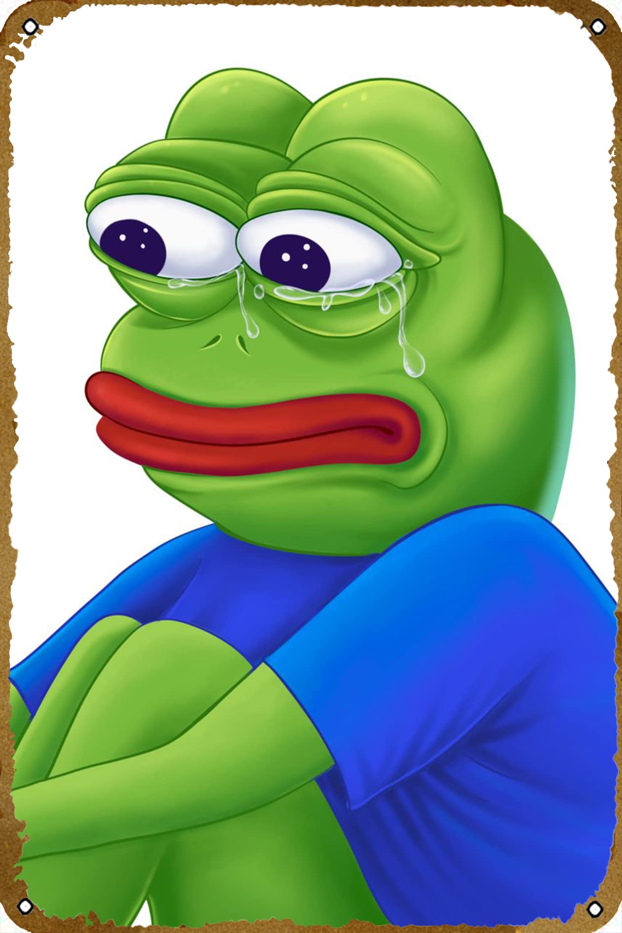 pepe frog is sad poster Retro tin Sign Wall Art Decor Metal Sign Decoration Sign 8x12 inch