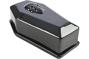 Boston Warehouse Gothic Skull Coffin Butter Dish: Spooky Halloween Decor