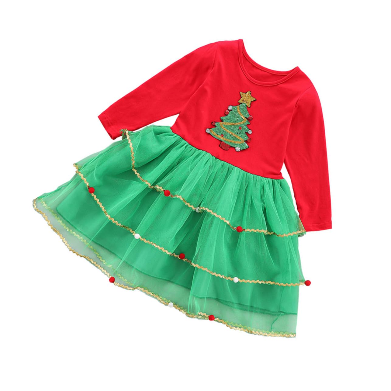 Didiseaon Ballet Performances Tutu Dress Christmas Party Tutu Skirt Xmas Tree Sequins Comfortable and Soft for Girls