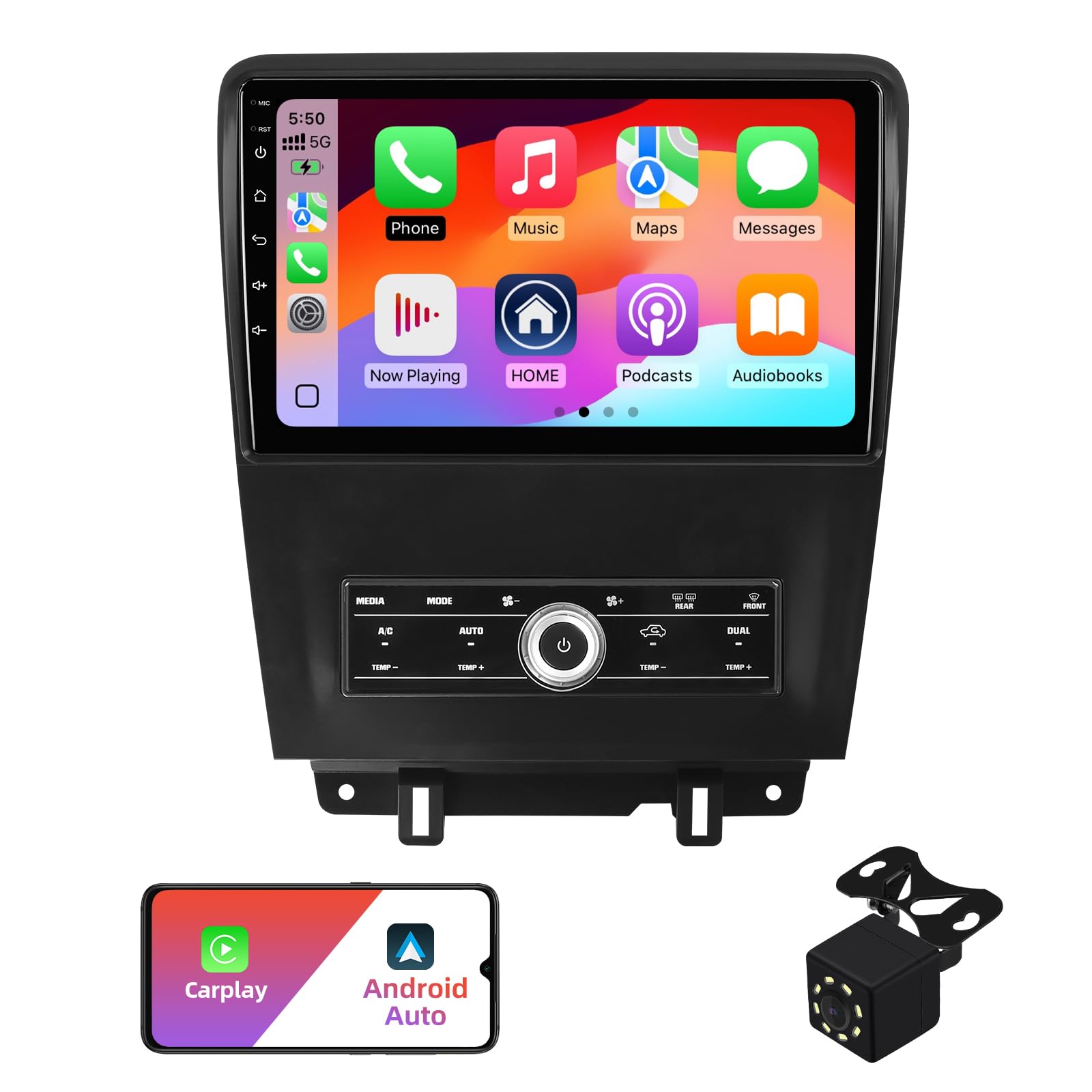 2+32G Android 12 Double Din Car Stereo for Ford Mustang 2010-2014 with 10.1 Inch Touchscreen Radio Built-in Wireless Carplay/Android Auto/GPS/Bluetooth/FM/AUX-in/SWC/Backup Camera-picture-10