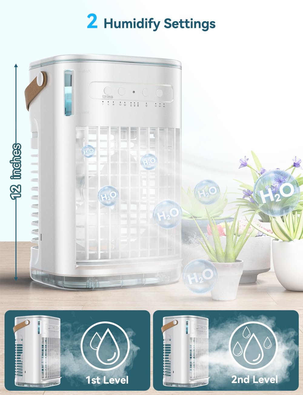 Battery Powered Air Conditioner Battery Powered Ac 3-IN-1 Portable Air Conditioners, 5400mAh Built-In Battery Personal Evaporative Air Cooler Fan, 2 Ice Packs & 1.2L Water Tank, 1-7h Timer & Remote, Mini Air