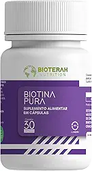 Biotina Pura 30 Cápsulas BIOTERAH Suplemento Para Cabelos Unhas Pele Macia