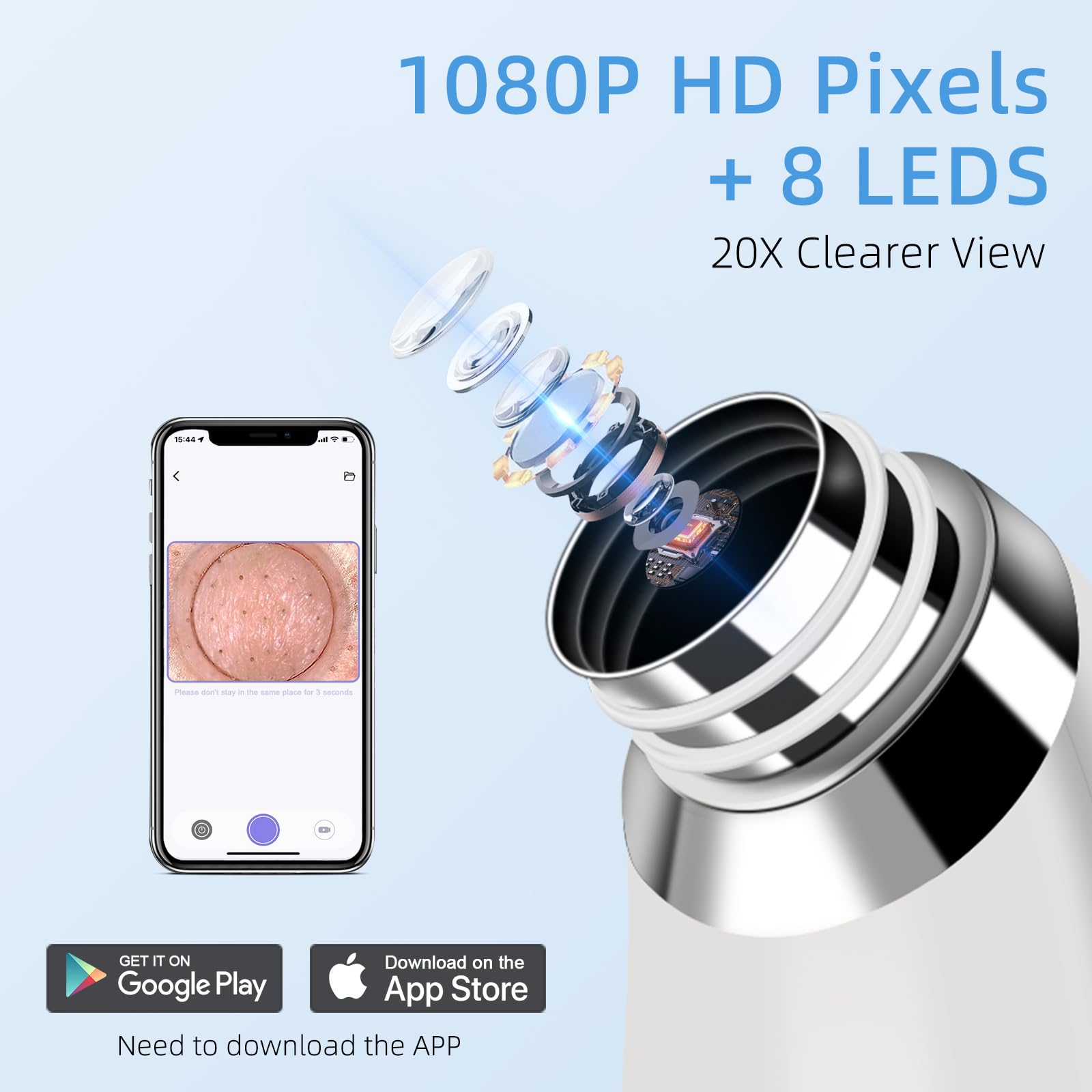 GUPAY Blackhead Remover Vacuum, Pore Vacuum with 1080p HD Camera Visible Facial Pore Cleanser with 4 Suction Heads - Image 2