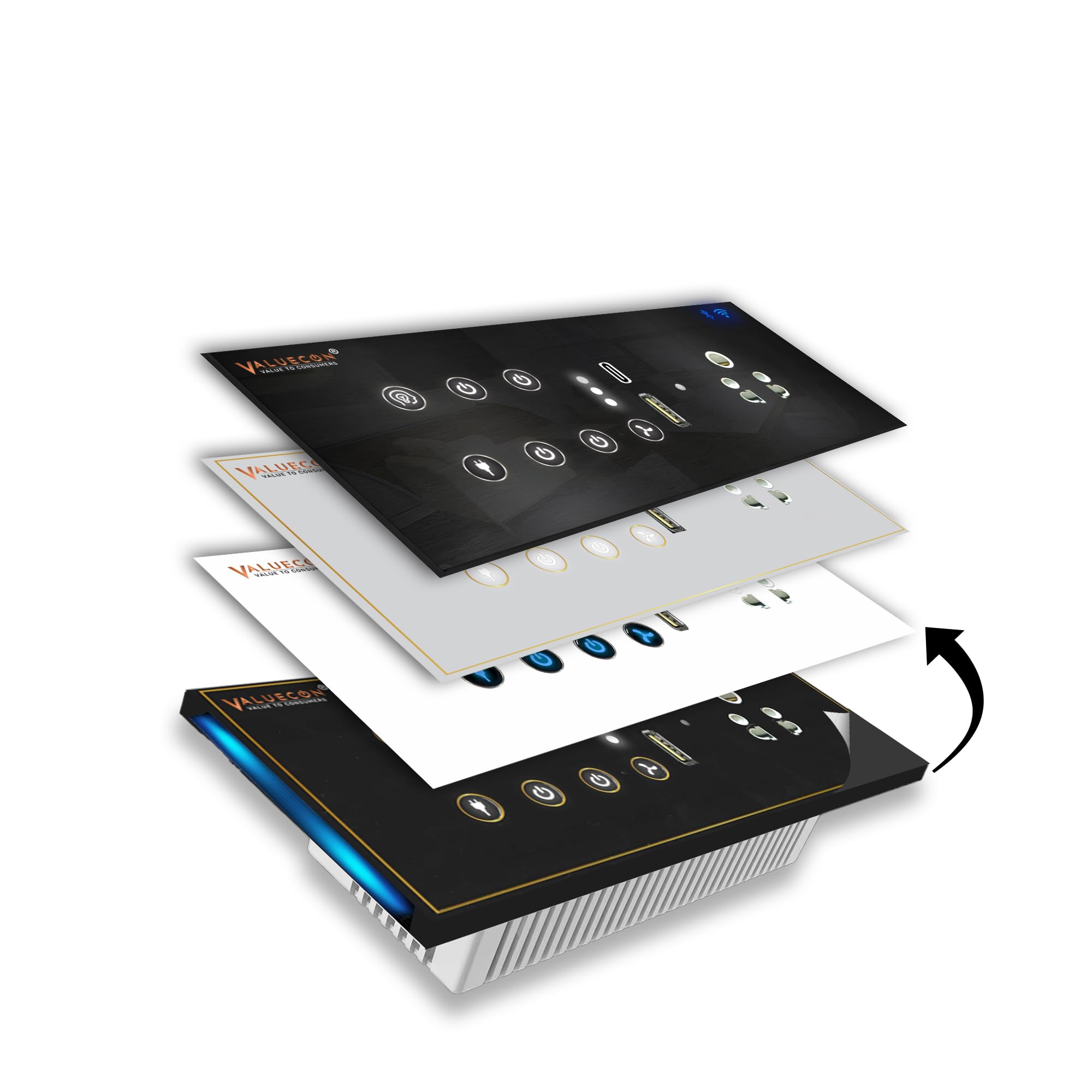 VALUECON i380 6 modular Smart Wifi Switch Board with 4 Switch,1 Fan,1 Socket, C & A type USB charging ports|Finger-touch, App Control, Voice-controlled by Alexa, Google Home, Google Assis (GLDN_MB)-picture-17