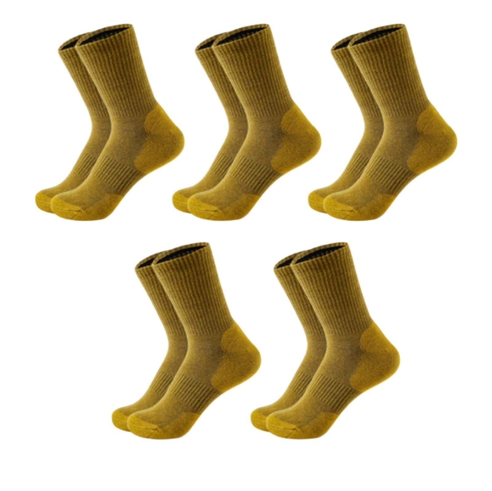 Skarpety Do Codziennego Noszenia 5 Par Skarpet Turystycznych Dla Mężczyzn I Kobiet, Ciepłe, Komfortowe Skarpetki Do Butów O Średnim Kroju Na Zimę(Yellow)