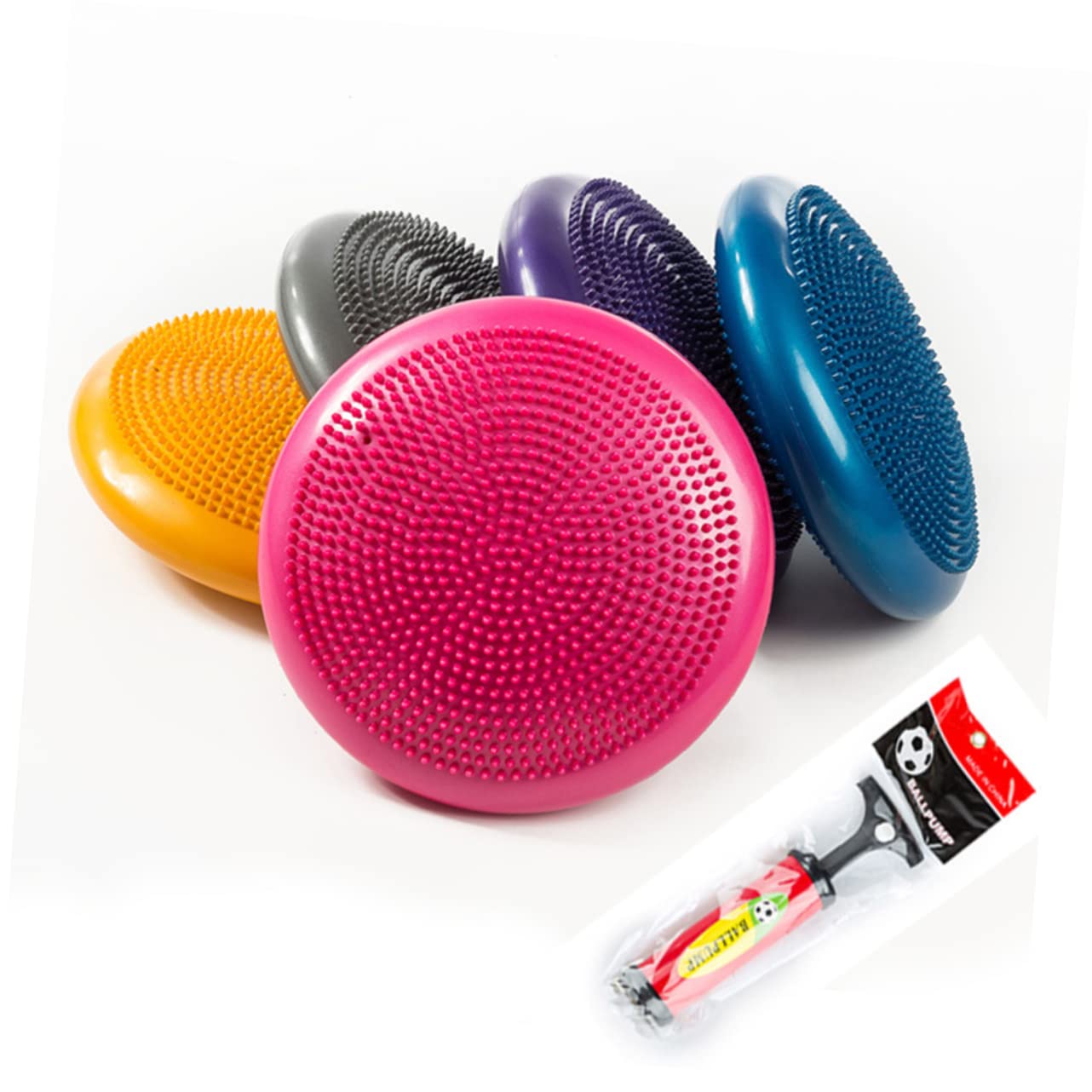 Toyvian Cuscino Gonfiabile Pvc per Equilibrio e Stabilità Pompa a Mano, Pad Spesso Ergonomico per Yoga Pilates e Fitness in Casa, Adatto a Ragazzo Ragazza Colore Casuale