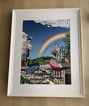 Amazon.co.jp: kj 額装品 わたせせいぞう A2額入り ポスター 虹