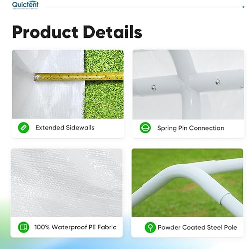 Miniatura 6 de Quictent Tienda de campaña para fiestas de 13 x 26 pies, resistente, para exteriores, color blanco, para fiestas, bodas, carpa de refugio con bolsas