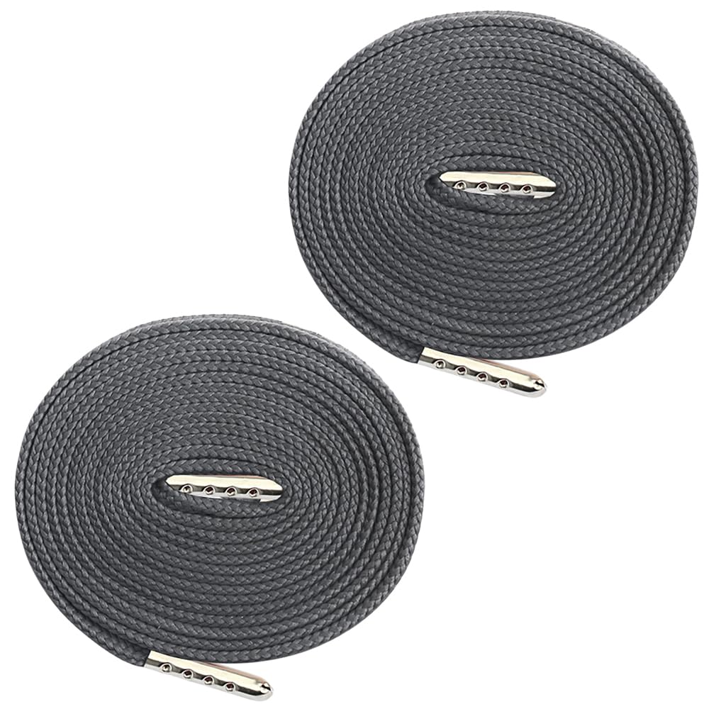 Leliafleury 2Pcs 10mmx1.3m Replacement Drawstring Cord Flat Universal Polyester Drawstring Cord with Metal Closure Ends for Hoodies Sweatpants Sweaters, Gray