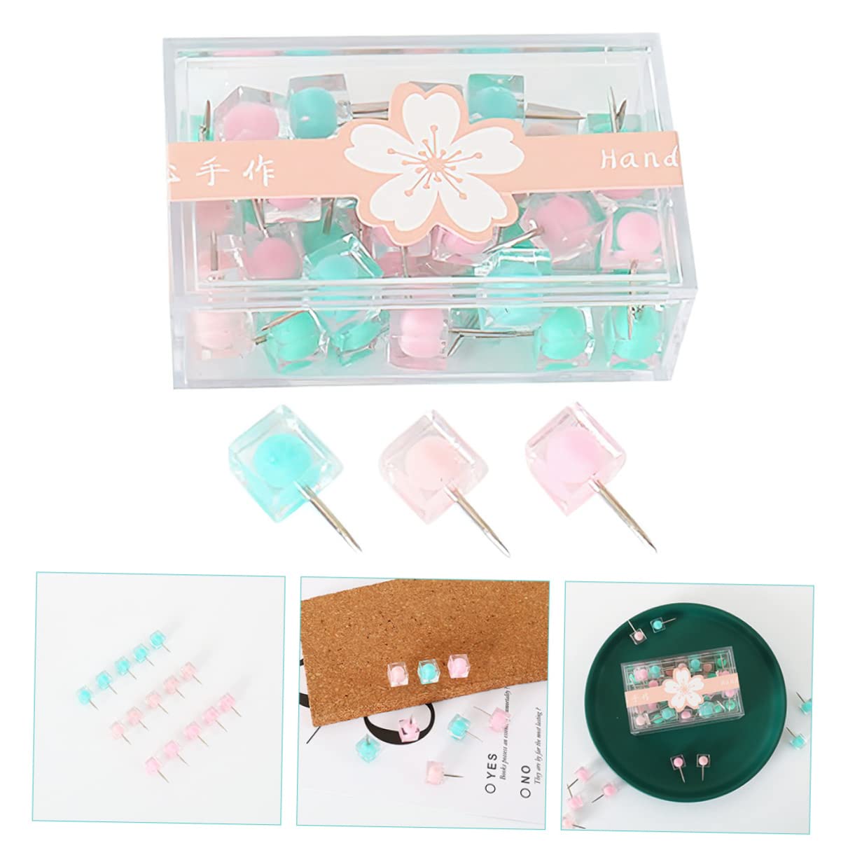 Gadpiparty Chinchetas Coloridas De Pinchos De Multifuncionales para Fotos Pared Tableros De Corcho Y Avisos con Cabeza Cuadrada Y Brillantes 40 Piezas X 5