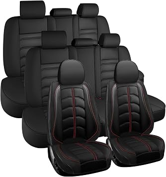Car Seat Cover 8 Seats for Toyota Highlander 2001-2026, Durable Wear Resistant Waterproof Seat Covers, Breathable No Odor Premium Leather Vehicle Interior Accessories.8 Standard,Black