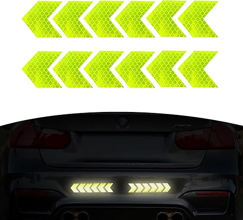 12 calcomanías reflectantes de flecha, decoración de arañazos en el cuerpo, señal de advertencia de seguridad nocturna, apto para automóvil, SUV,